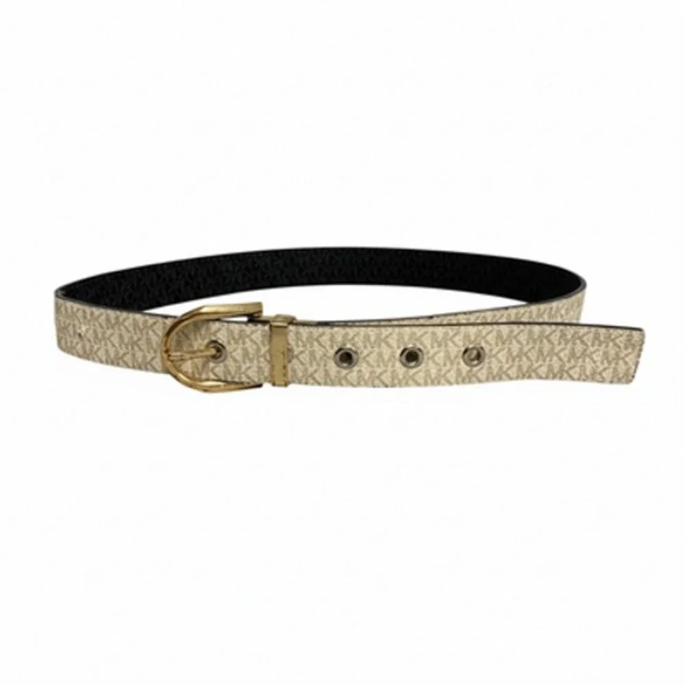 Michael Kors Belt‎ for Women Size S White Black Synthetic Gold Buckle Solid